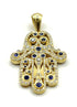 14K Yellow Gold & Diamond Khamsa with Sapphire Stones Necklace